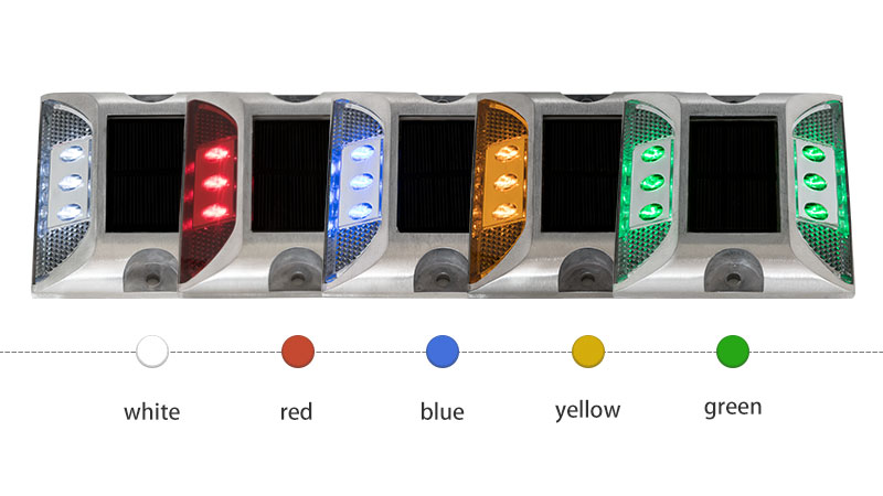 Raised Aluminum LED Solar Stud Light color